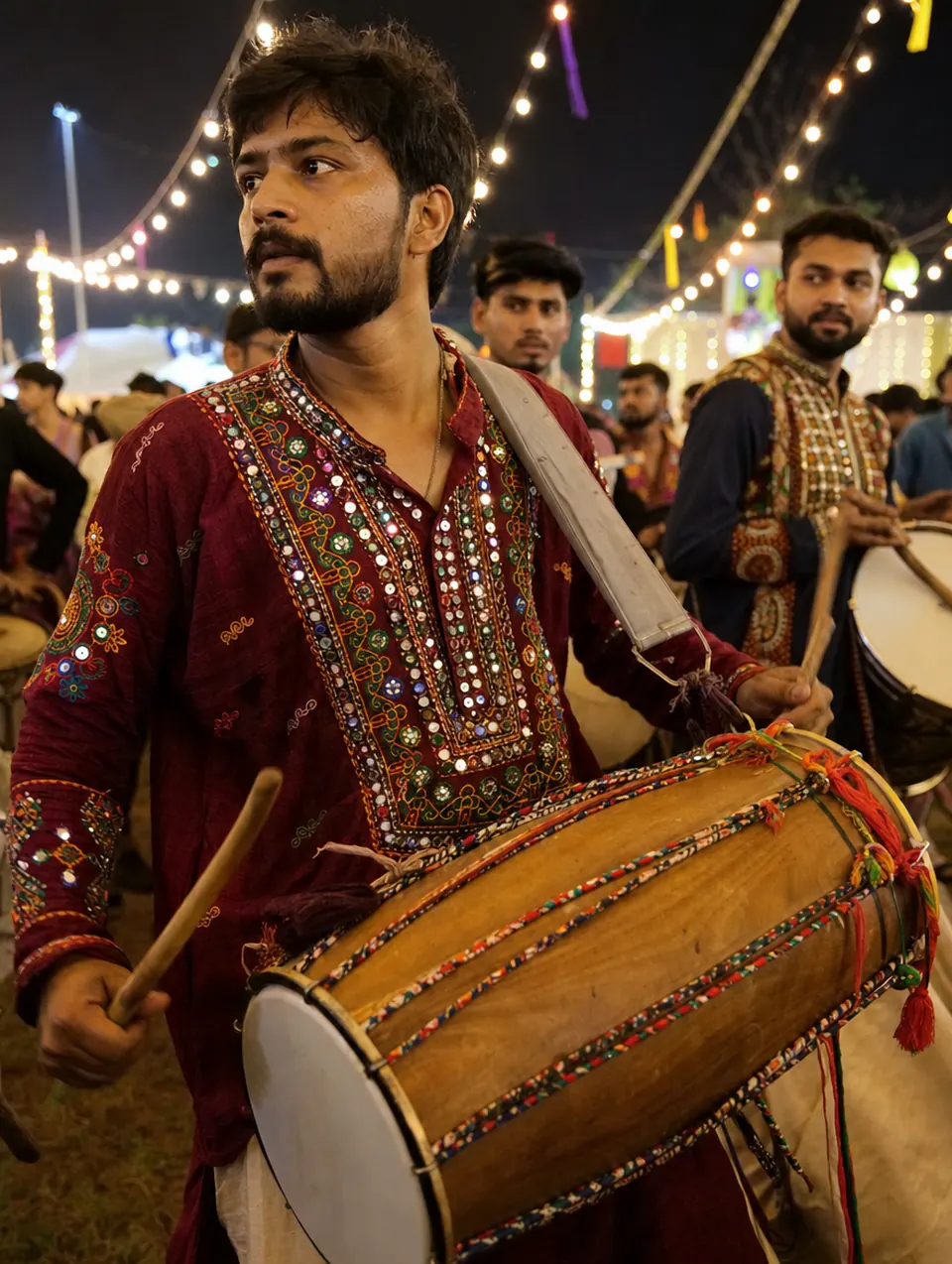 Live dhol energy — illustrative Garba visual