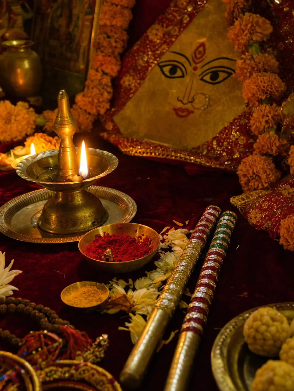 Begin with aarti — illustrative Garba visual